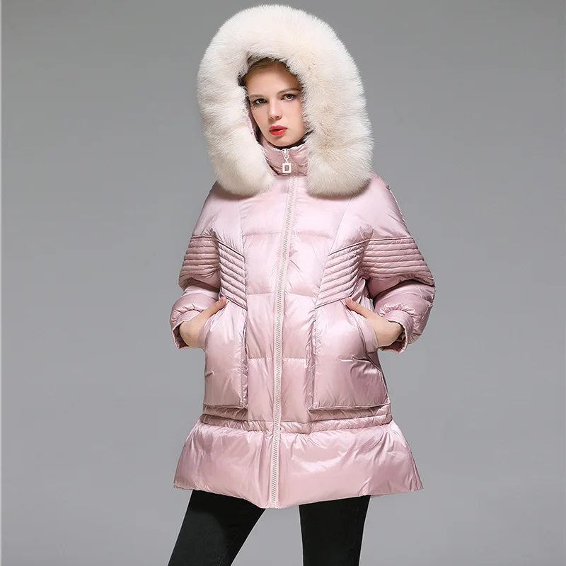 White Duck Down Jacket Women's Fashion New Winter Korean Fashion Big Fur Collar Thickened Short Jacket Processing Customization