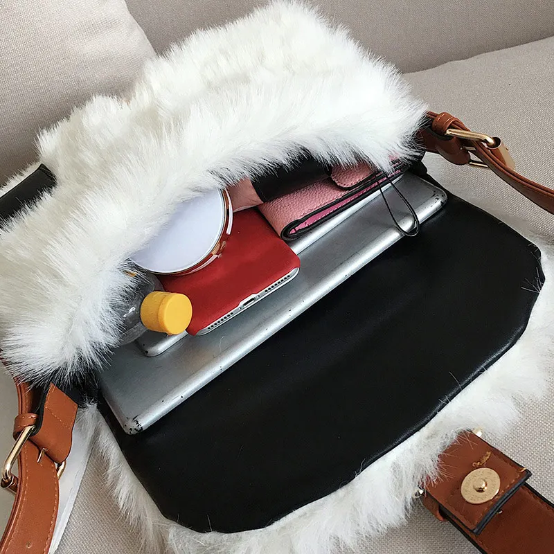 Модные меховые женские сумки на плечо большая сумка через deisниманер