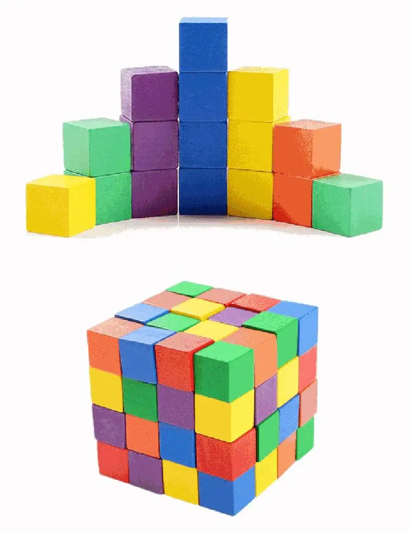 

50/100pcs Cube Wooden Building Blocks Montessori Mathematics Teaching Aids Geometric Cognition Children's Educational Toys