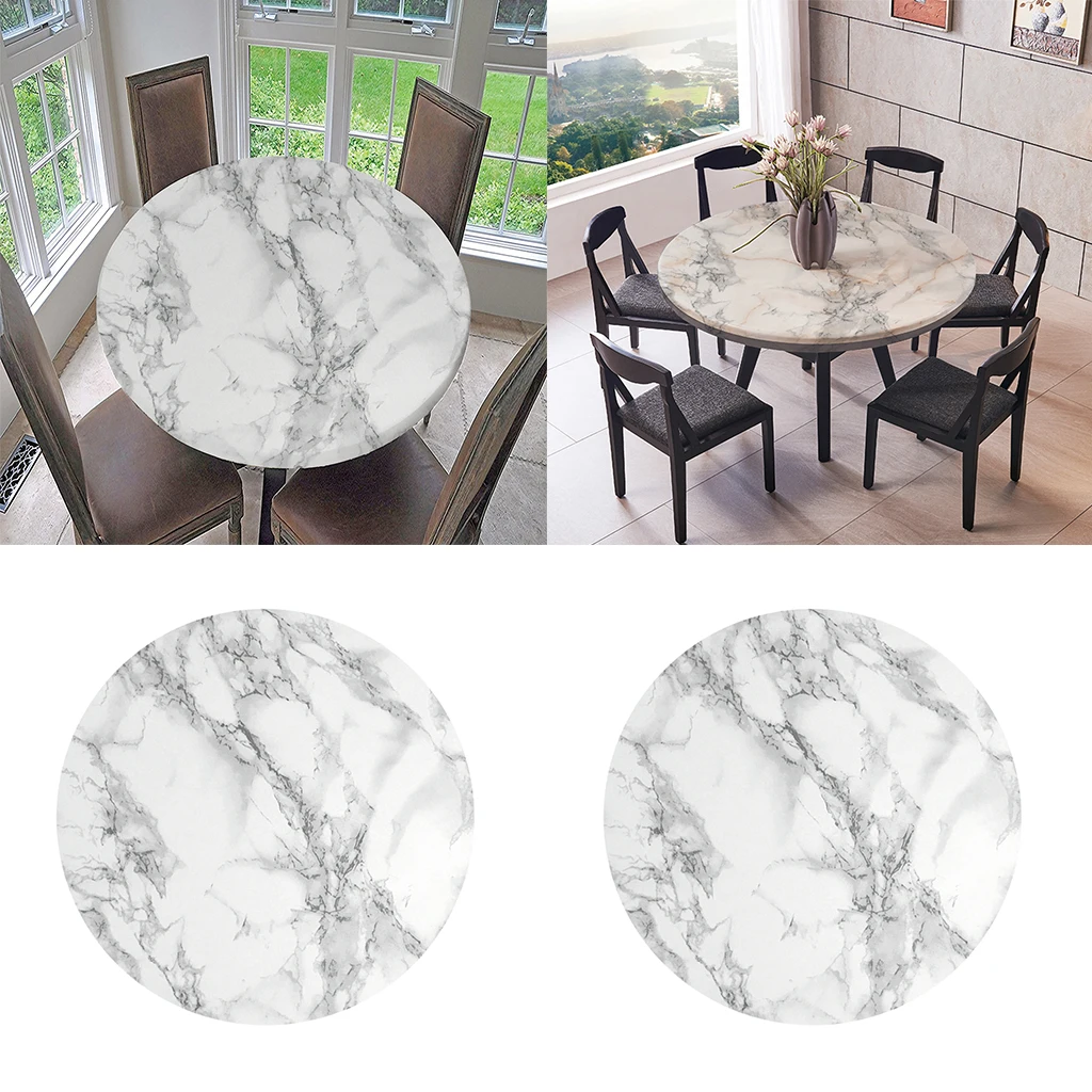 Водостойкая виниловая скатерть с большим круглым эластичным краем диаметр 47