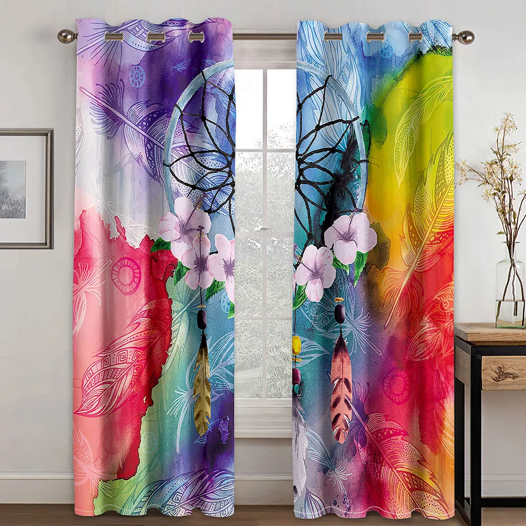 

Тканые шторы с принтом Ловца снов, две независимые занавески на левую и правую стороны, затемняющие шторы для спальни