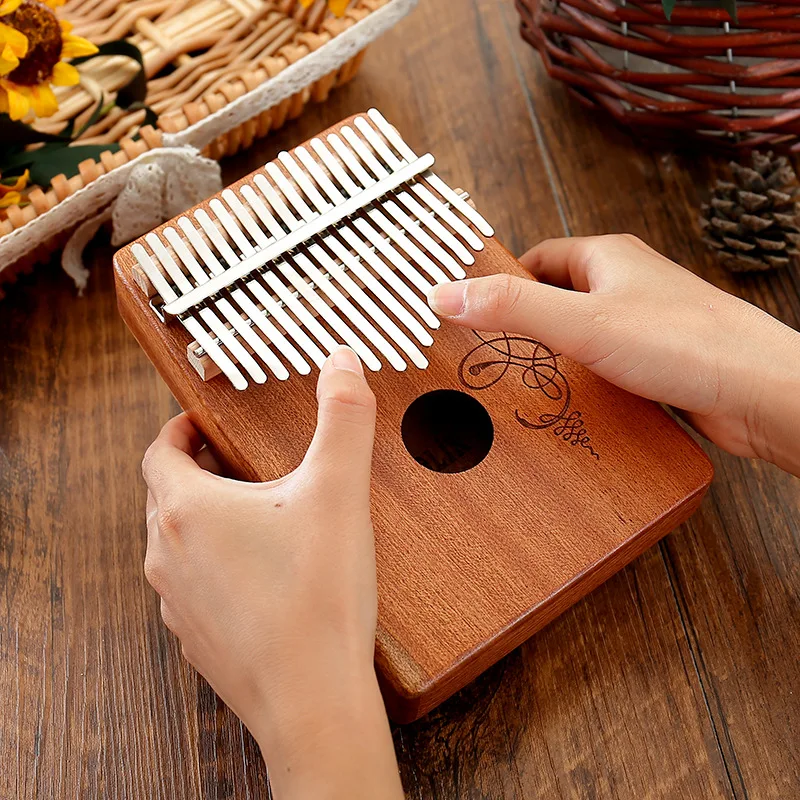 Kalimba 17 клавиш Деревянное пианино для большого пальца Гекко музыкальный