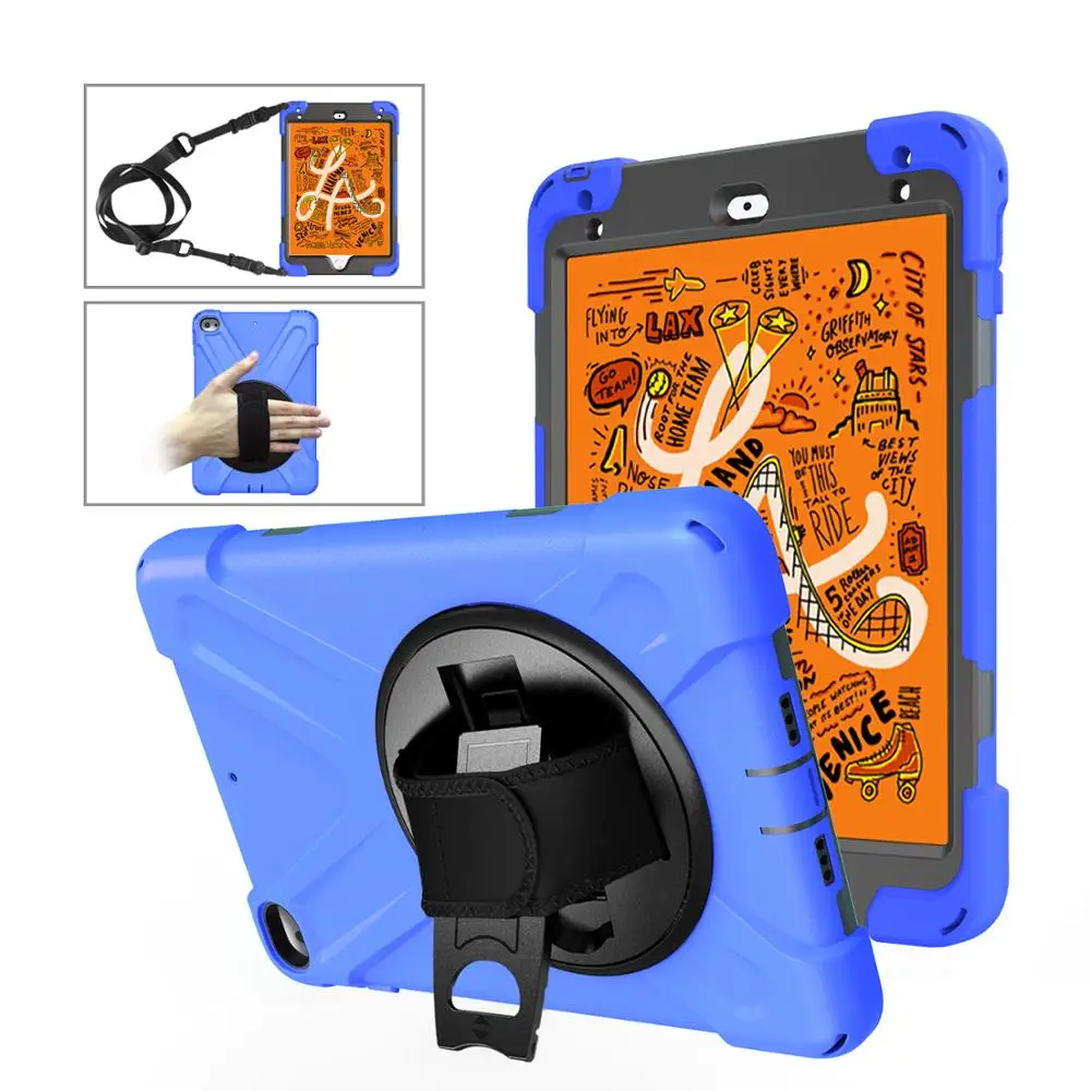 

Case For iPad Mini4 5 Cover 360 Rotating Tablet Stand Case For iPad Mini4 5 Shockproof Heavy Rugged Duty Shoulder Strap Case