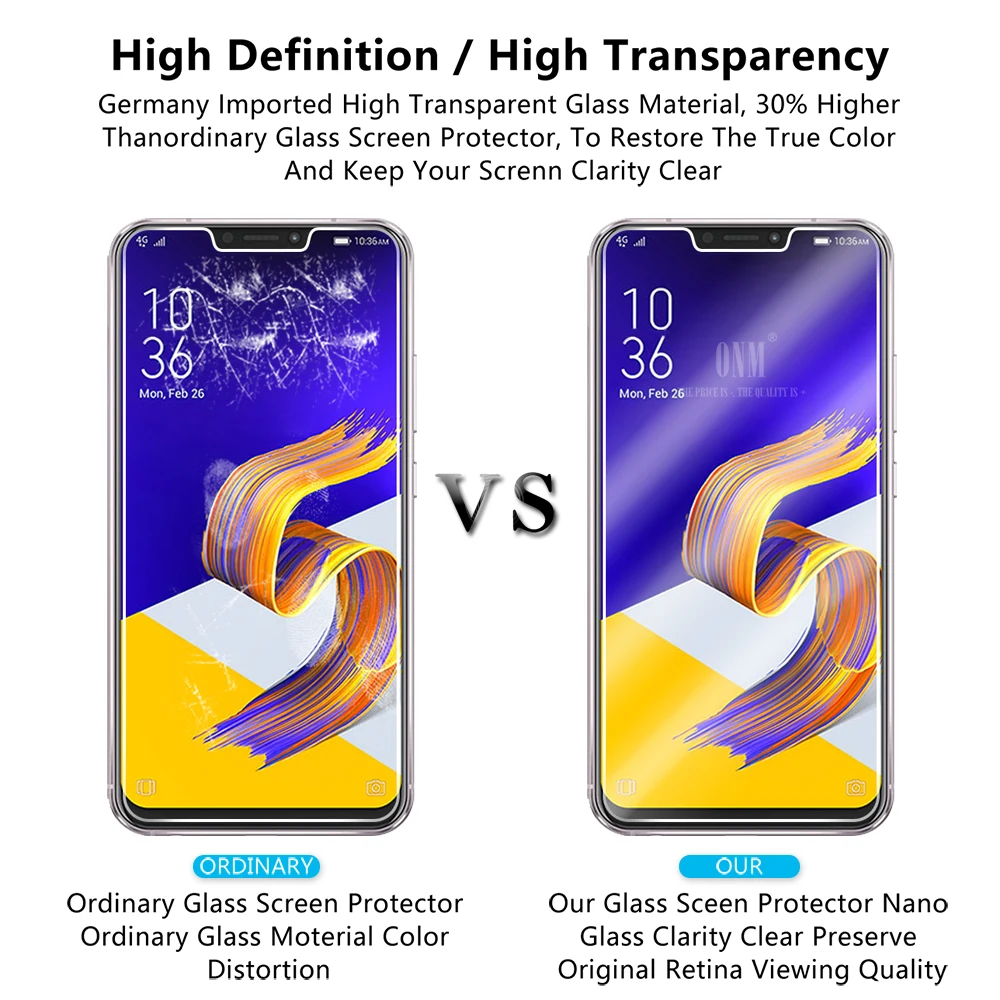 2 шт закаленное стекло для ASUS ZENFONE 5 ZE620KL Защита экрана Защитная стеклянная пленка |