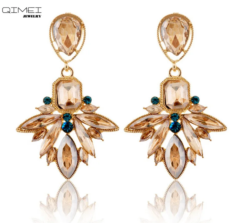 Женские серьги подвески с кристаллами геометрической формы|Серьги-подвески| |