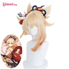 Парик L-email Genshin Impact Yoimiya, парик для косплея, длинный светлый парик с конским хвостом для косплея, синтетические волосы, термостойкий парик на Хэллоуин