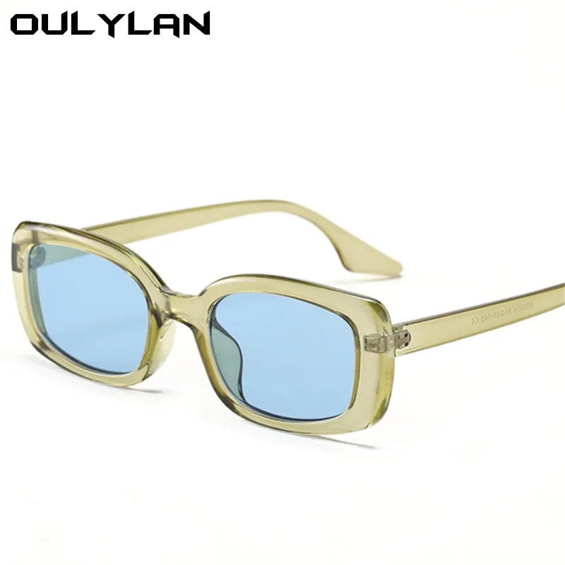 

Oulylan Fashion Women Sunglasses Vintage Brand Designer Square Sun Glasses Men Small Rectangle Green Blue Eyewear Shades UV400