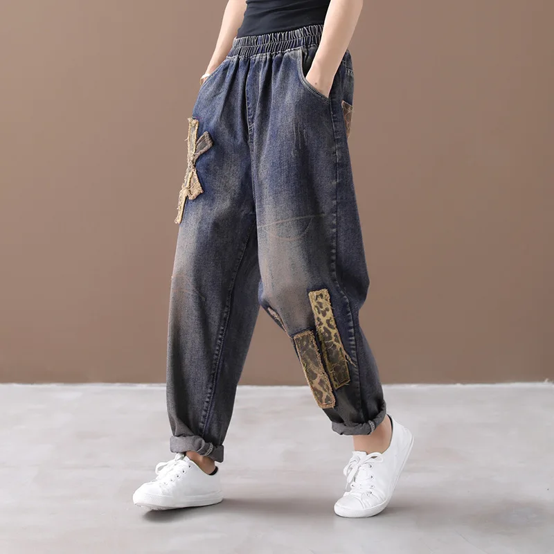 Осенние зимние джинсы женские большие размеры свободные новый женский