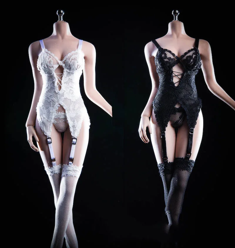 

1/6 Movable Sexy Clothes Set 18XG29 White/Black Suspender Stockings Clothes Set Accessories Suitable for 12-inch Movable Dolls