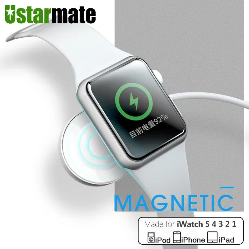 Портативный USB Беспроводная зарядка часы Магнитный Быстрый зарядный кабель для