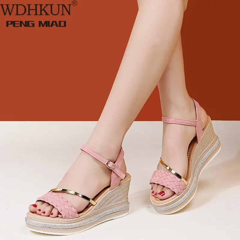 

Туфли на высоком каблуке; Женская летняя обувь на танкетке богемные женские босоножки на плоской подошве; На платформе; Со стразами пляжные ...