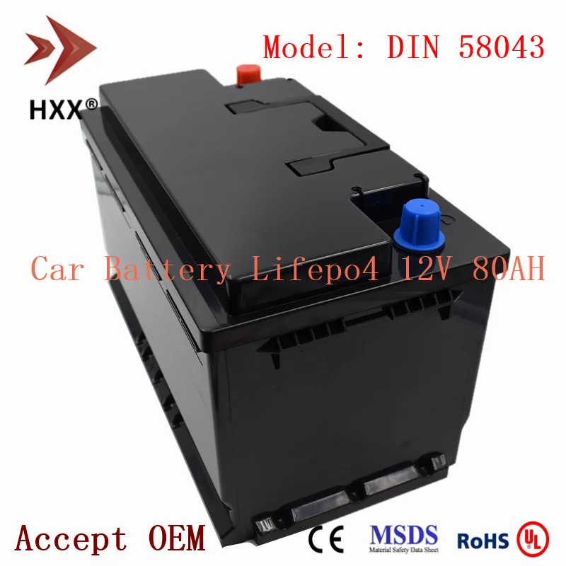 

Lifepo4 12V Car Battery 12 V 80Ah Litihum Ion Battery DIN 58043 CCA 1000A Built BMS for BMW-5 Audi-AQ Passat Deep Cycle 5 Years