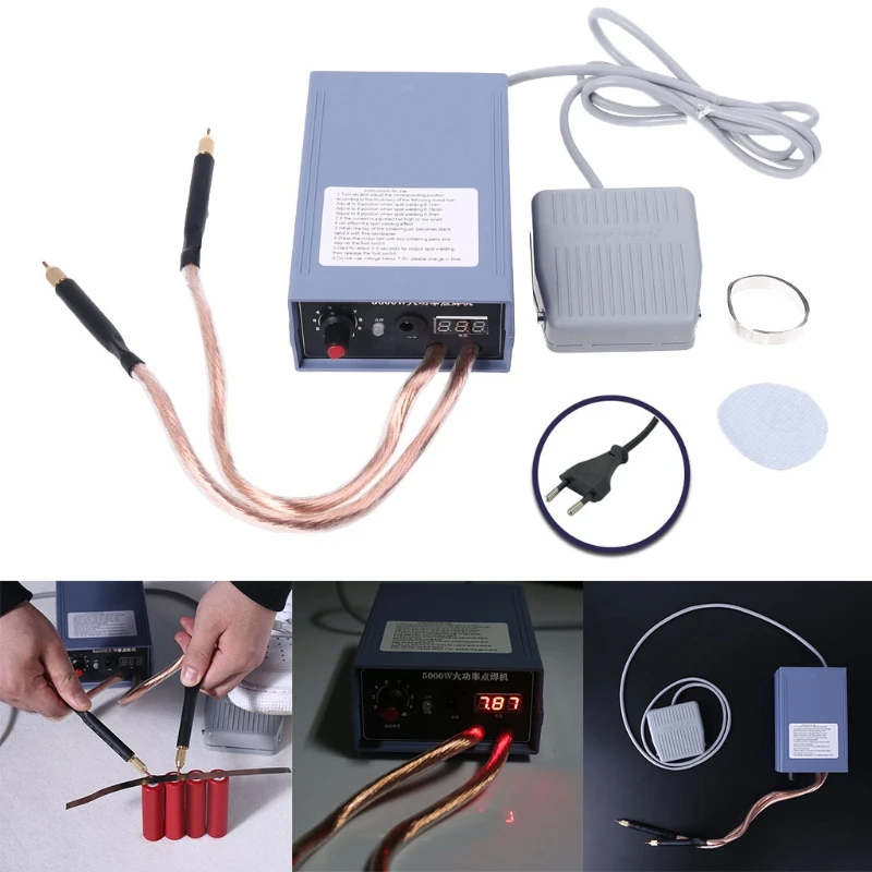 

EU Spot Welder 5000W LED Battery Solder Welding Machine Handheld DIY Spot Welding Tool for 18650 w/ foot switch