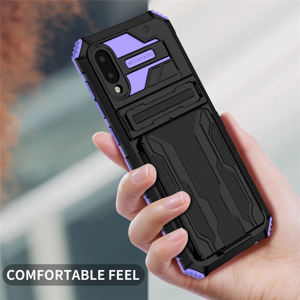 

For Samsung A02 Case Card Armor Coque Stand Holder Case for Samsung Galaxy M02 Cover M 02 2021 Funda for Galaxy A 02 Coque Shell