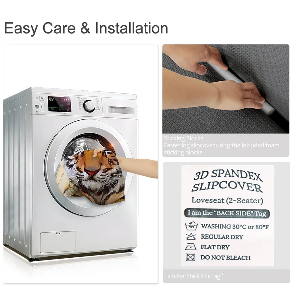 Секционный чехол для дивана BeddingOutlet эластичный с тигром акварелью диванами