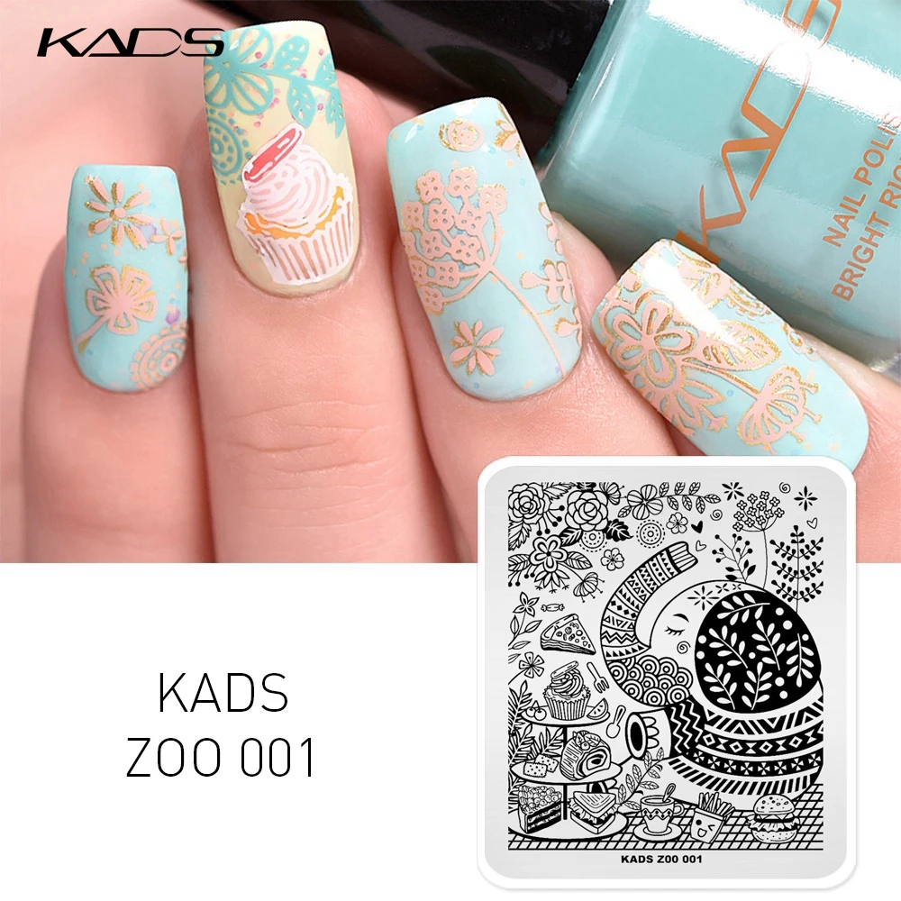 

KADS Lovely ZOO 001 Design nail art stamp stamping nail stamp animals Elephant & cake Decorations Template for nail art polish