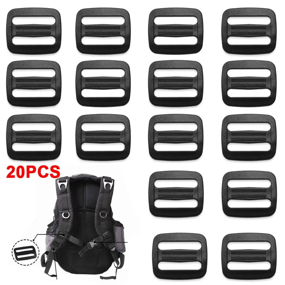

Black Webbing Curve Tri Glide Plastic Slider Backpack Straps Bags Accessories Adjust Buckles Outdoor Adjustable Buckle