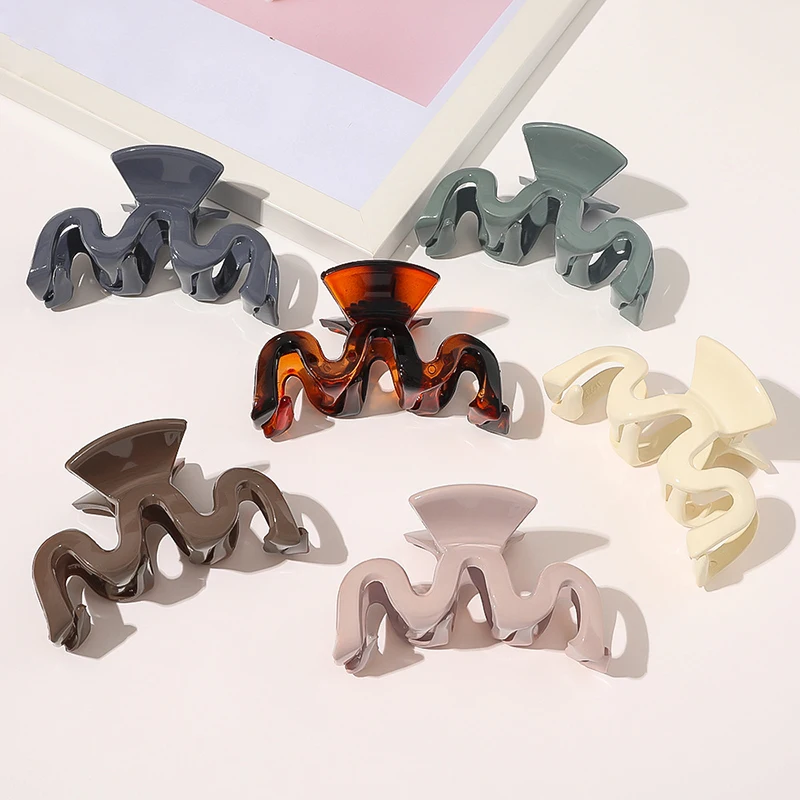 

Xwen New Women Girls Elegant Big Wave Hairpin Geometric Back Of The Head Grip Temperament Hairclip Shark Clip