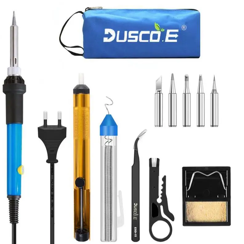KIT 7 60 Вт Температурный Электрический паяльник 110 В 220 в Регулируемый паяльник с наконечниками Пинцет сварочный инструмент для ремонта мультиметр - Цвет: KIT 7