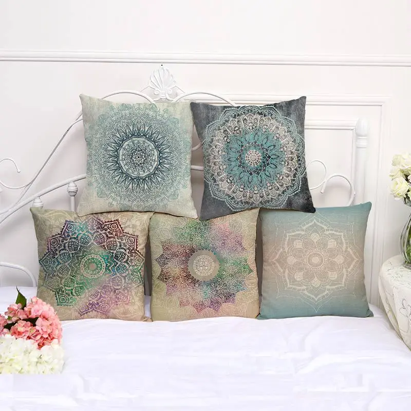 Mandala Flower Bohemia cushion cover 45*45 sofa cushions office car Pillow cases Polyester home decor pillow covers kd-0006 | Дом и сад