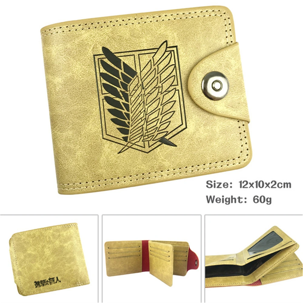 

Casual PU Hidden Discount Wallet Anime Attack on Titan Note Compartment Men's Leather Photo Coin Credit Cards Holder Purses