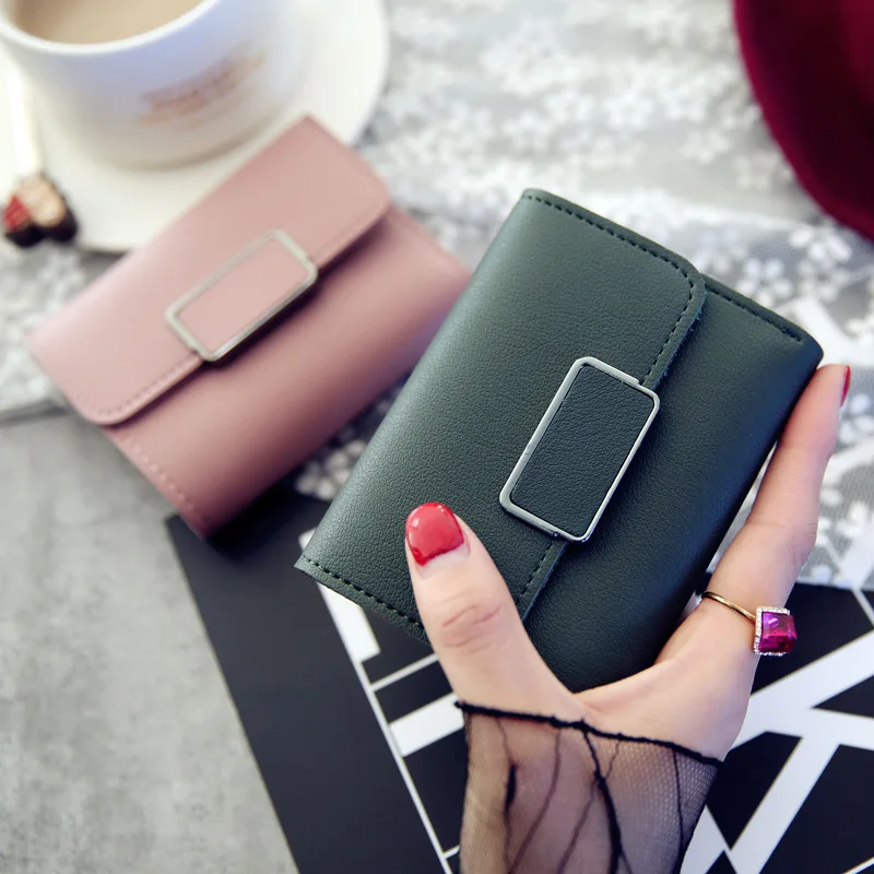 

New Money Small Wallet Women Casual Solid Wallet Fashion Female Short Mini All-match Korean Students Small Wallet Simple Square