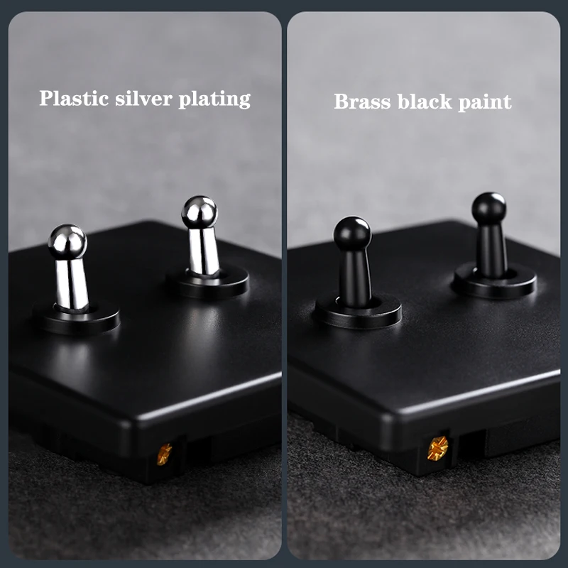 Wall Light Toggle Switch 1-4 Gang 2 Way Black PC Matte Panel Silver Brass Lever for Home Improvement | Обустройство дома