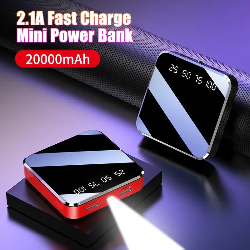 20000mAh мини панель солнечных батарей Мощность банк 2.1A Быстрая зарядка с