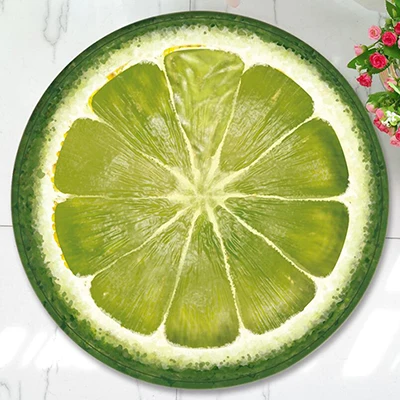 Green orange Освежающий летний круглый ковер фруктовый 3D мягкий коврик для йоги нескользящие коврики Kiwi арбуз напольный коврик для детской комнаты домашний декор - Цвет: Green orange