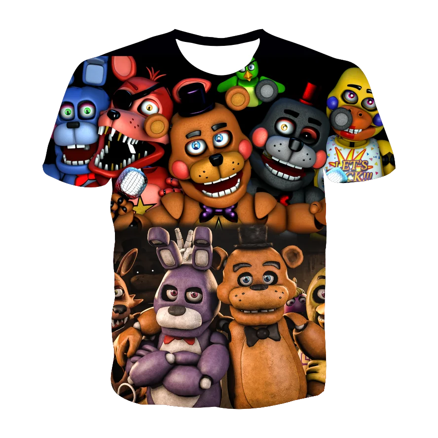 

New 3D printing boys and girls T-shirt "Five Nights of Teddy Bear" T-shirt Boys and Girls Fashion Short Sleeve T-shirt FNAF Kids