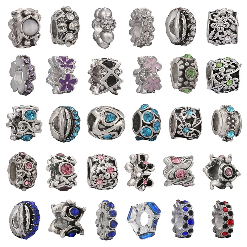 

5 шт./лот посеребренные красочные маленькие очаровательные бусины с колесиками подходят для браслета в европейском стиле для женщин DIY Ювел...