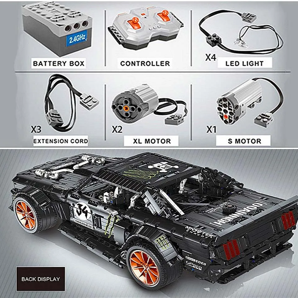 RC Ford Mustang Hoonicorn RTR V2 Technic Супер гоночный автомобиль с мотором 20102 MOC-22970 строительные блоки кирпичи с светодиодные игрушки