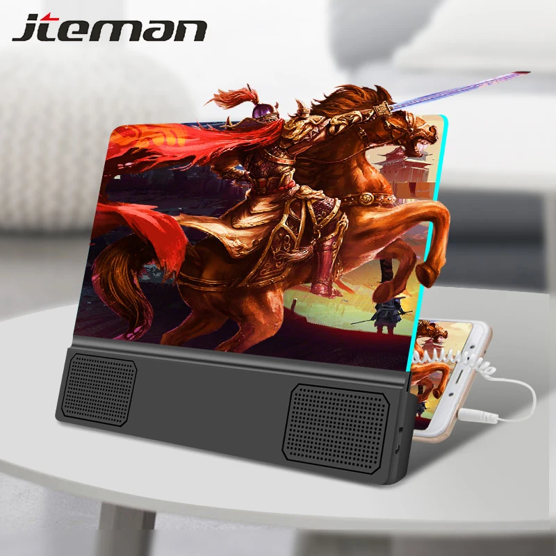 

12 Inch Phone Screen Amplifier With Speaker Enlarge HD Video Cell Phone Projection 3D Cinema Magnifying Glass Folding Bracket