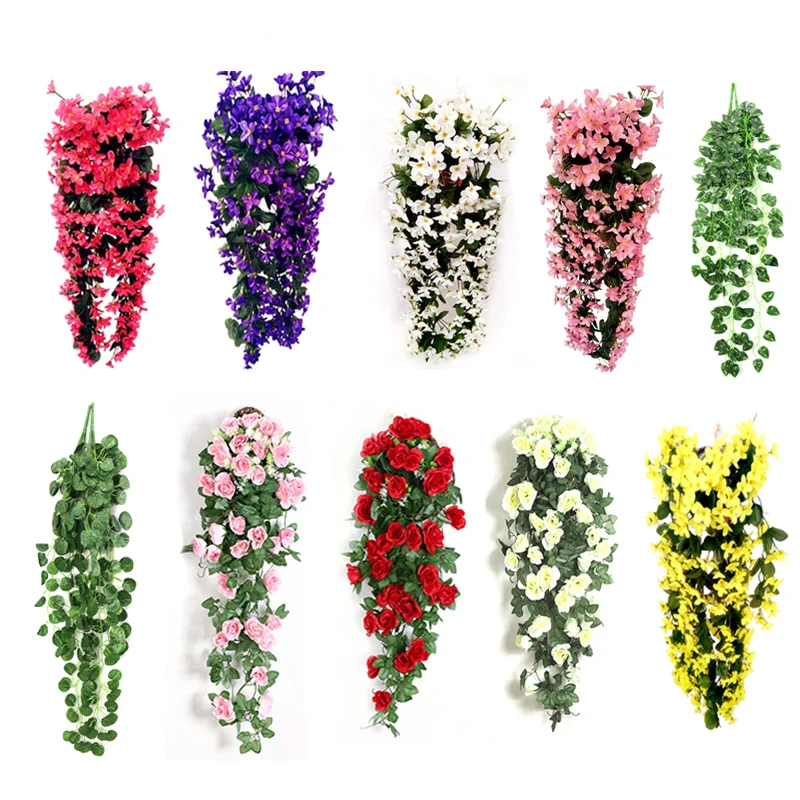 

Violet Artificial Leaf Garland Vine Fake Foliage Flower Wall Hanging Basket Flower Orchid Flower Wedding Party Home Decor Violet