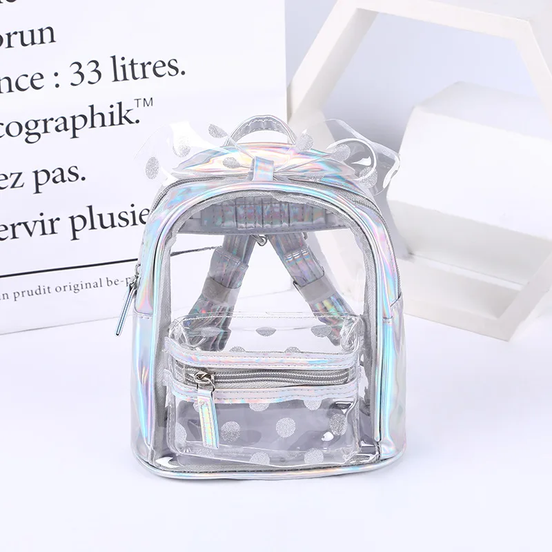 

Fashion girl luggage wholesale cute polka dot transparent bow backpack backpack