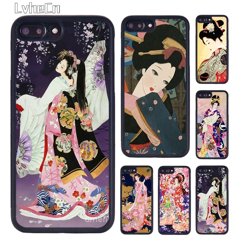 Японский чехол для телефона LvheCn Geisha с японской девушкой гейши iPhone 5 6S 7 8 Plus 11 12 Pro X XR