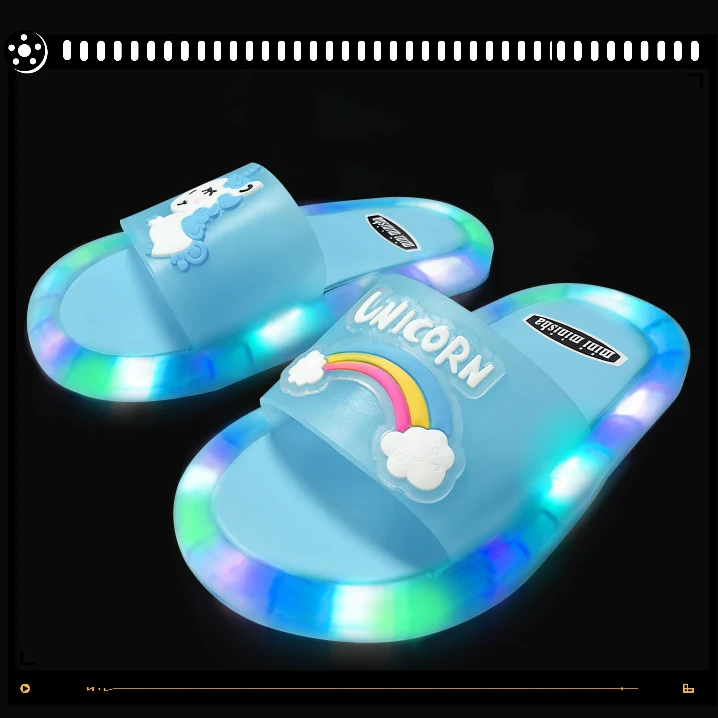 

Children Luminous Slippers Soft PVC Shoes Comfortable Toddler Kid Baby Home Shoes Lovely Cartoon Smile Pattern Non-slip Footwear