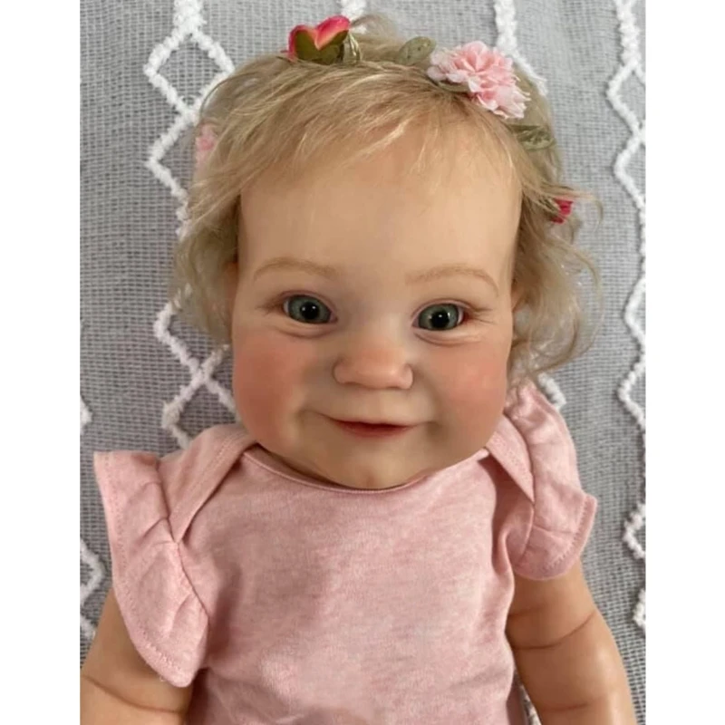 

D7WF 20/24inch Interactive Toy Realistic Reborns Doll Baby Toy Soft Vinyl Stuffed Doll Caucasian Baby Girl Doll Blonde Hair