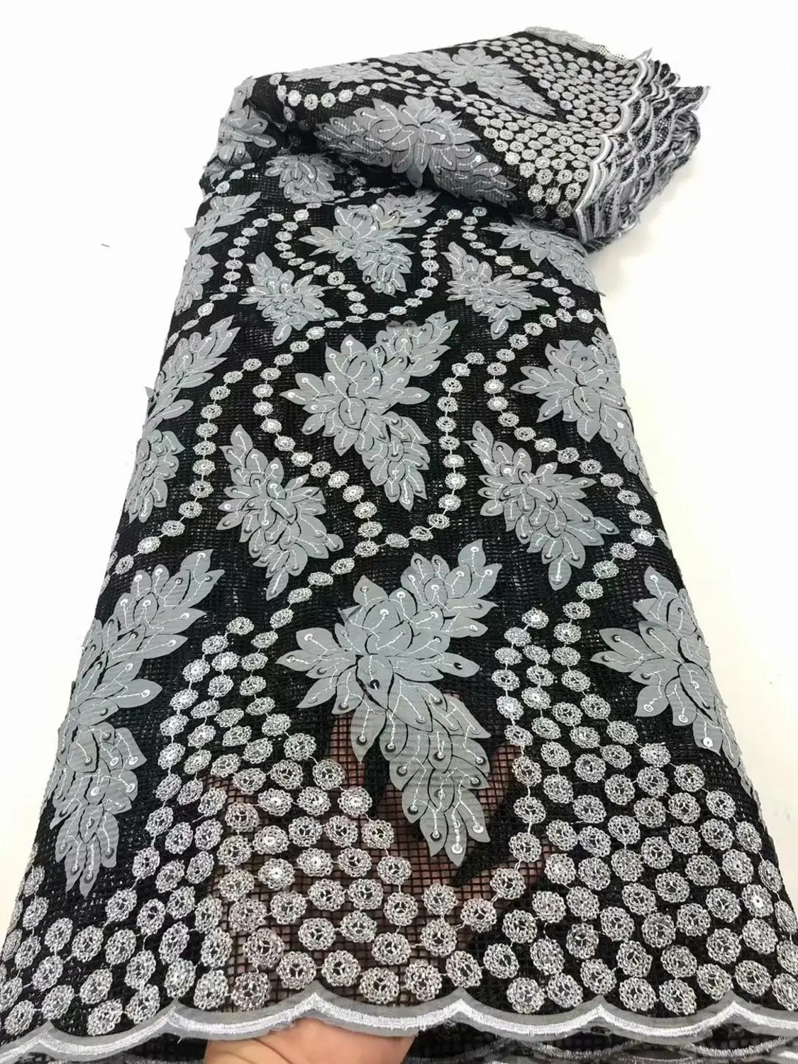 Горячая Распродажа африканская нигерийская вышивка блестками кружевная ткань