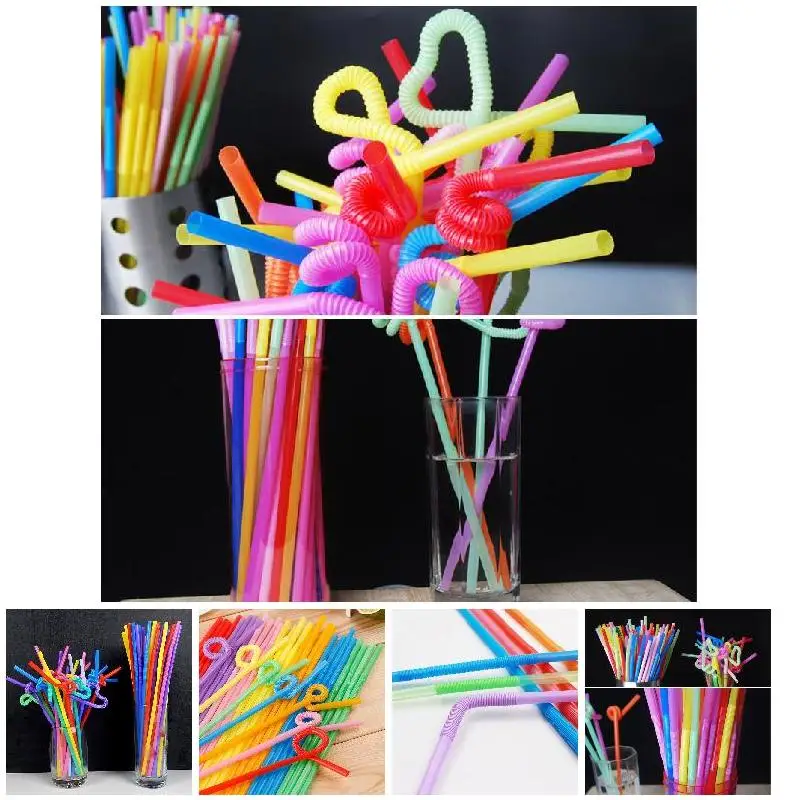 

Disposable Straws Bendable Juice Drinking Flexible 26cm Safe For Home Party Bar Hot Sale Disposable Straws
