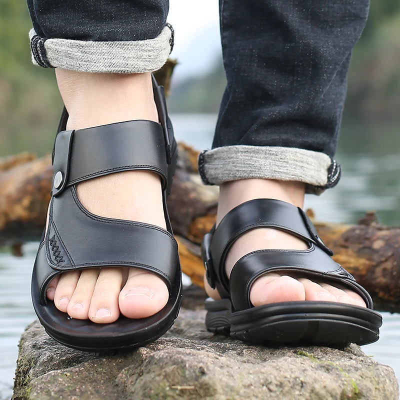 

Mens Hiking Sandals Outdoor Breathable Comfort Slip Casual Flat Sandals for Men Fashion Concise Beach Shoes Male Footwear