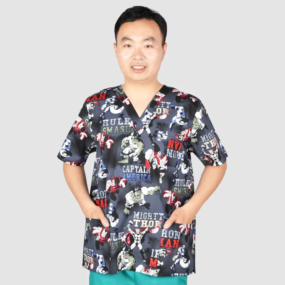 Бренд Hennar мужской скраб топ из 100% хлопка|medical uniforms|medical scrubsmedical scrub top |