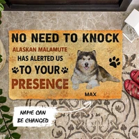 no need to knock alaskan malamute dog custom name doormat non slip door floor mats carpet rugs decor porch doormat