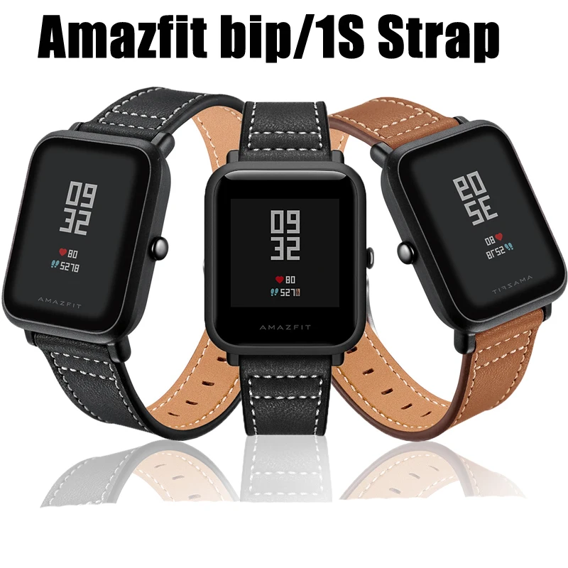 Ремешок кожаный для Xiaomi Huami AMAZFIT BiT bip 1s сменный Браслет смарт часов gtr 42 мм/galaxy Watch