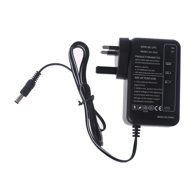 

UK Rechargeable 5000mAh 5V 9V 12V 1A UPS Uninterrupted Backup Power Supply 5.5x5.1mm for WiFi Router CCTV Camera LED Fan