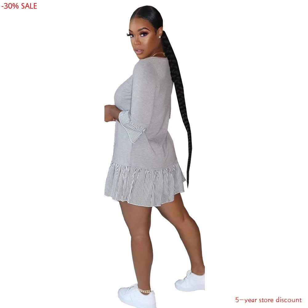 Женское платье с О-образным вырезом мини-платье в стиле пэчворк модель 2020 |