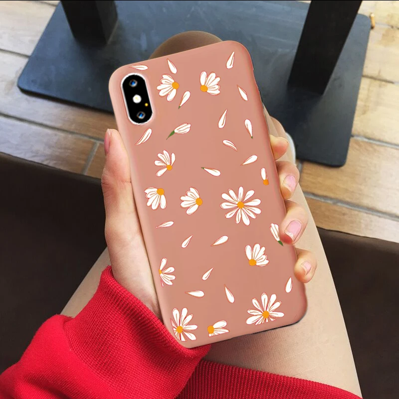 daisy soft silicone case for iphone x xr xs 11 pro max 7 8 6 6s plus 9 se2020 lovely cartoon floral solid color matte back cover free global shipping