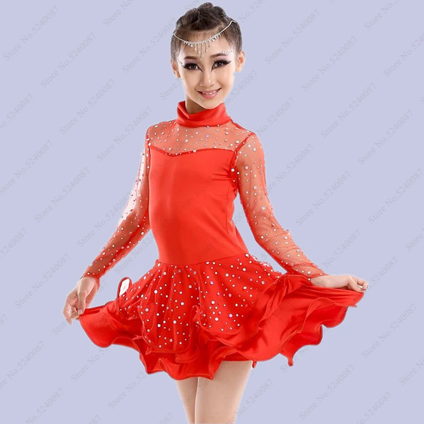 Children Latin Dance Kids Competition Dress Dancing Ballroom Costumes Salsa Tango Cha Girl Stage Performance Party Outfits | Тематическая