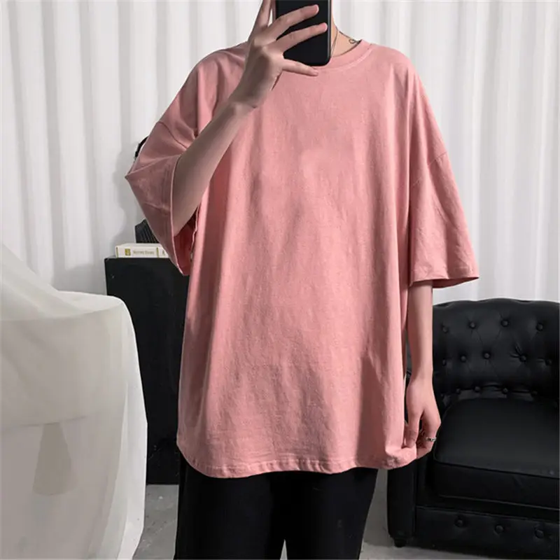

Solid color Oversized Men's T-shirt Bodybuilding Fitness Loose Casual Lifestyle Wear T-shirt Male Streetwear Hip-Hop Top Tees