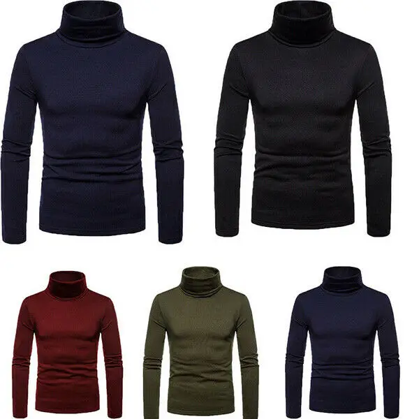

Mens Roll Turtle Neck Pullover Knitted Jumper Tops Sweater Shirt